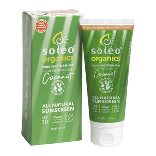 Soleo Organics All Natural Sunscreen SPF30 Original Formula (High Performance) Coconut 80g